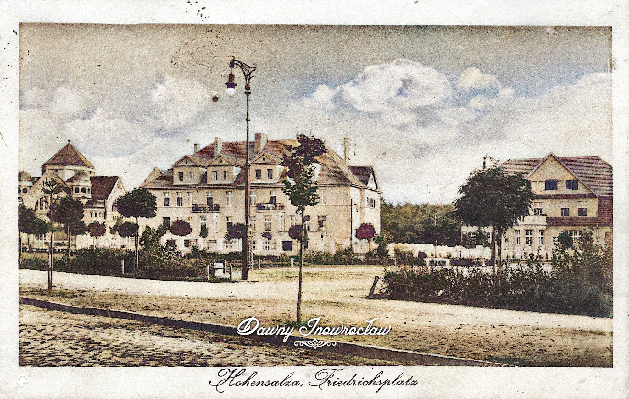 Podkolorowana pocztówka z widokiem na plac Fryderyka