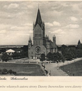 Kościół ZNMP - 27 sierpnia 1940 roku - Kościół Zwiastowania NMP w Inowrocławiu.
Pocztówka wysłana 27 sierpnia 1940 roku.
Martin Reibe, Hohensalza
Katholische Kirche. Hohensalza.