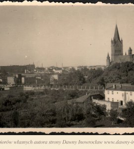 Kościół Zwiastowania NMP - lata 40. XX w. - Panorama miasta z widokiem na kościół pw. Zwiastowania NMP w Inowrocławiu.
Prawdopodobnie okres II wojny światowej.