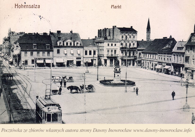 Inowrocławski Rynek - 1914 rok - Inowrocław. Rynek.Hohensalza. Markt.
Pocztówka wysłana 10 listopada 1914 roku.