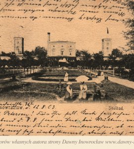 Park Solankowy - 1903 rok - Inowrocław. Park Solankowy.Inowrazlaw. Soolbad.
Pocztówka wysłana 12 sierpnia 1903 roku.Verlag des Kujawischer Bote