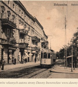 Ulica Dworcowa - 8 lutego 1917 roku - Ulica Dworcowa w Inowrocławiu.
Pocztówka wysłana 8 lutego 1917 roku.
Hohensalza, Bahnhofstrasse