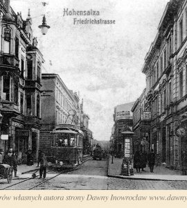 Ulica Królowej Jadwigi - ok. 1914 - Inowrocław. Ulica Fryderykowska (Królowej Jadwigi).Hohensalza. Friedrichstrasse.
Pocztówka z ok. 1914 roku.
